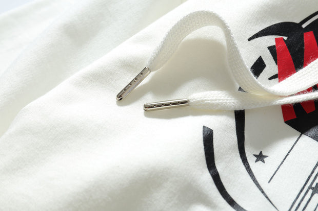 Men's white stitching blue drawstring hoodie t-shirts Hip Hop Streetwear Fashion letters printed summer loose t shirt tee tops