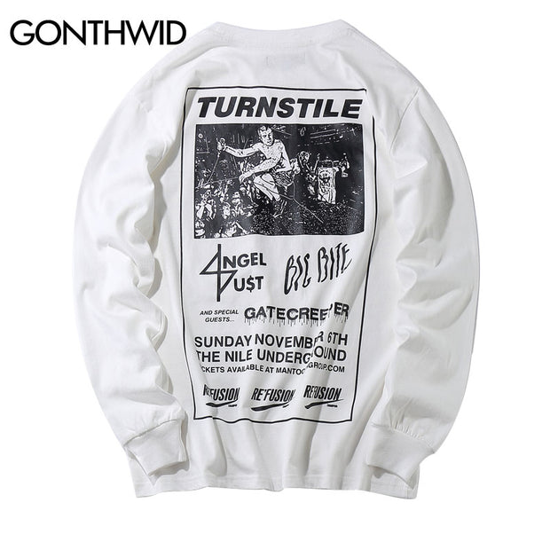GONTHWID Mens Hip Hop Printed Long Sleeve T-Shirts 2017 Autumn Fashion Casual Cotton Extended Swag Longline Top Tees Streetwear