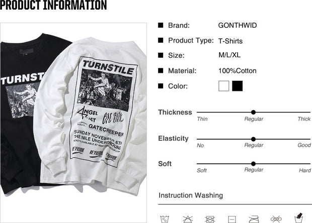 GONTHWID Mens Hip Hop Printed Long Sleeve T-Shirts 2017 Autumn Fashion Casual Cotton Extended Swag Longline Top Tees Streetwear
