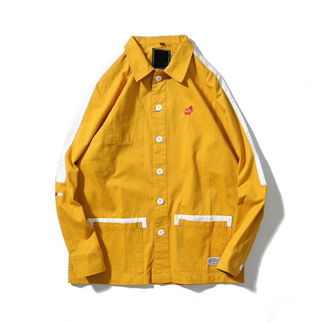 Aolamegs Bomber Jacket Patchwork Men's Jacket Turn-down Collar Fashion Outwear Autumn Men Coat Bomb Couple Baseball Jackets