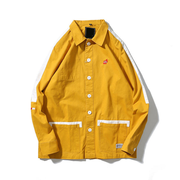 Aolamegs Bomber Jacket Patchwork Men's Jacket Turn-down Collar Fashion Outwear Autumn Men Coat Bomb Couple Baseball Jackets