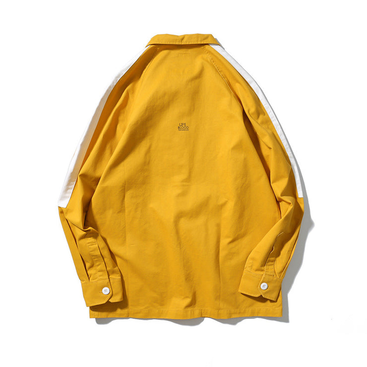 Aolamegs Bomber Jacket Patchwork Men's Jacket Turn-down Collar Fashion Outwear Autumn Men Coat Bomb Couple Baseball Jackets