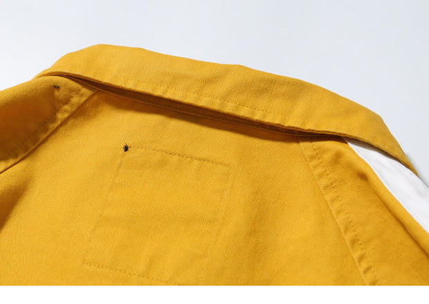 Aolamegs Bomber Jacket Patchwork Men's Jacket Turn-down Collar Fashion Outwear Autumn Men Coat Bomb Couple Baseball Jackets