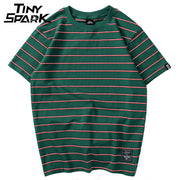 Harajuku Stripe T Shirt 2018 Men Casual T-Shirt Short Sleeve Summer Hip Hop Tshirt Streetwear Casual Tops Tees Black White Green