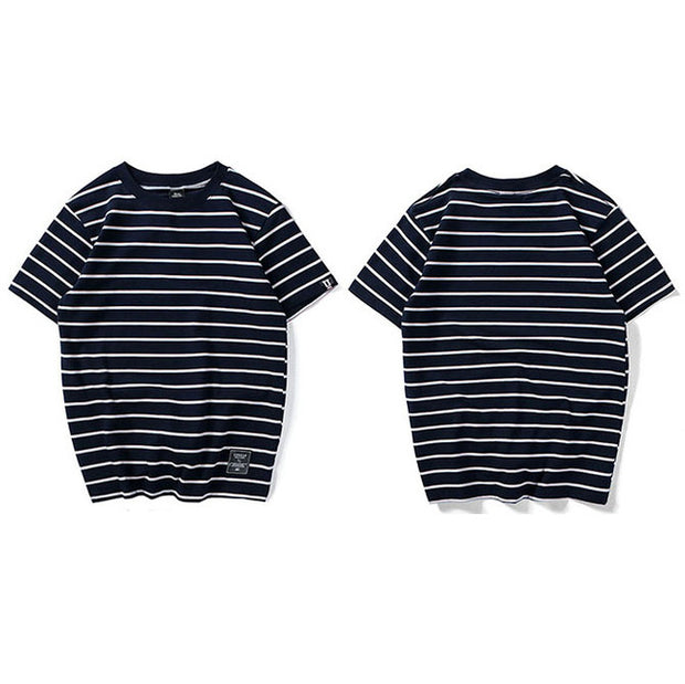 Harajuku Stripe T Shirt 2018 Men Casual T-Shirt Short Sleeve Summer Hip Hop Tshirt Streetwear Casual Tops Tees Black White Green