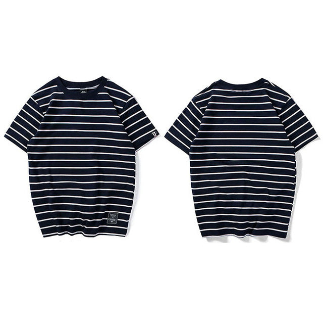 Harajuku Stripe T Shirt 2018 Men Casual T-Shirt Short Sleeve Summer Hip Hop Tshirt Streetwear Casual Tops Tees Black White Green