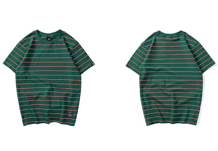 Harajuku Stripe T Shirt 2018 Men Casual T-Shirt Short Sleeve Summer Hip Hop Tshirt Streetwear Casual Tops Tees Black White Green