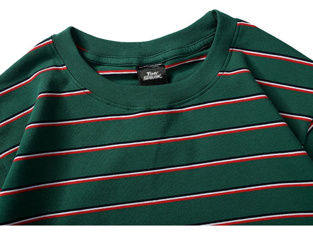 Harajuku Stripe T Shirt 2018 Men Casual T-Shirt Short Sleeve Summer Hip Hop Tshirt Streetwear Casual Tops Tees Black White Green
