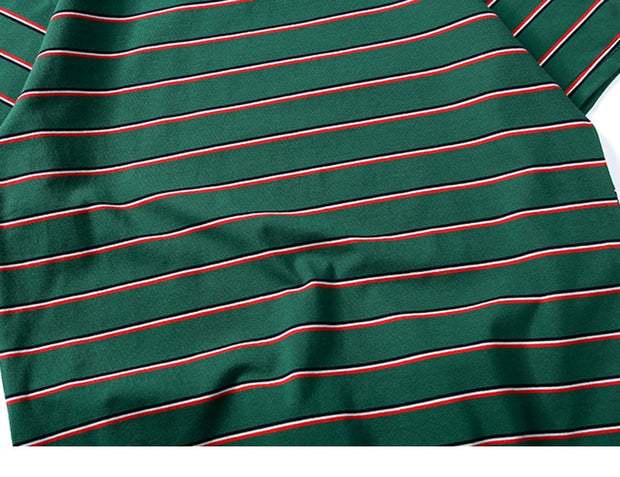 Harajuku Stripe T Shirt 2018 Men Casual T-Shirt Short Sleeve Summer Hip Hop Tshirt Streetwear Casual Tops Tees Black White Green