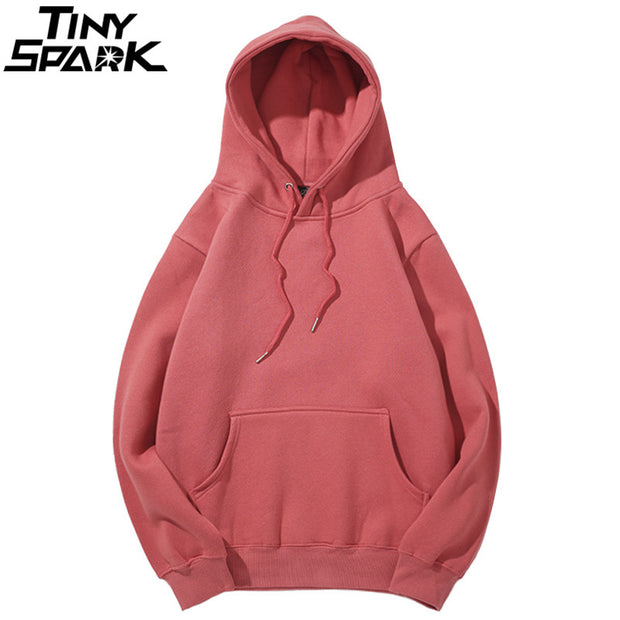 Vintage Colors Men Hoodie Sweatshirt Plain Winter Fleece Pullover Hoodies Harajuku Hip Hop Streetwear Autumn 2018 Urban Clothing