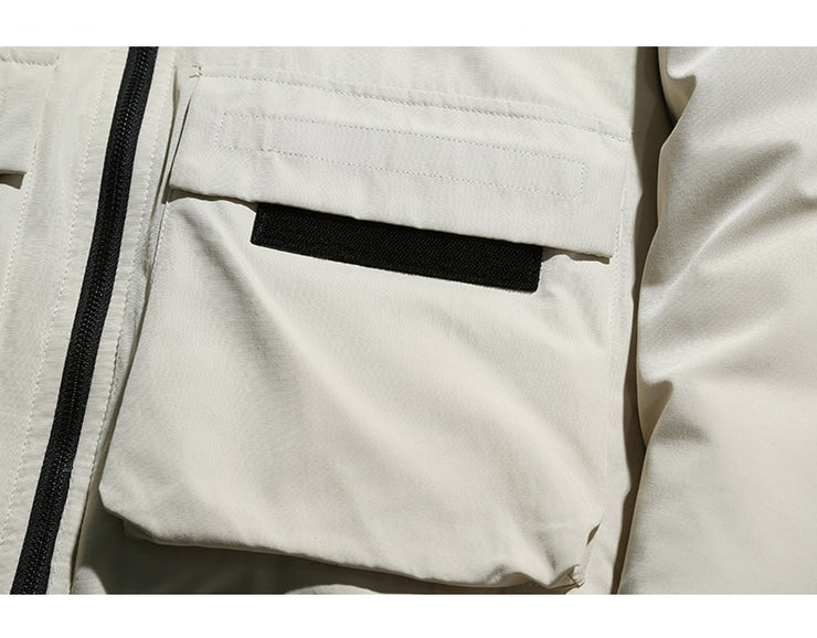 Una Reta Men's Winter Jacket New Casual Solid Stand Collar Jackets Mens Hip Hop Big Pockets Plus Size Warm Parka